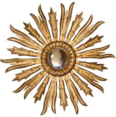 Carved Gilt Wood Sunburst Mirror