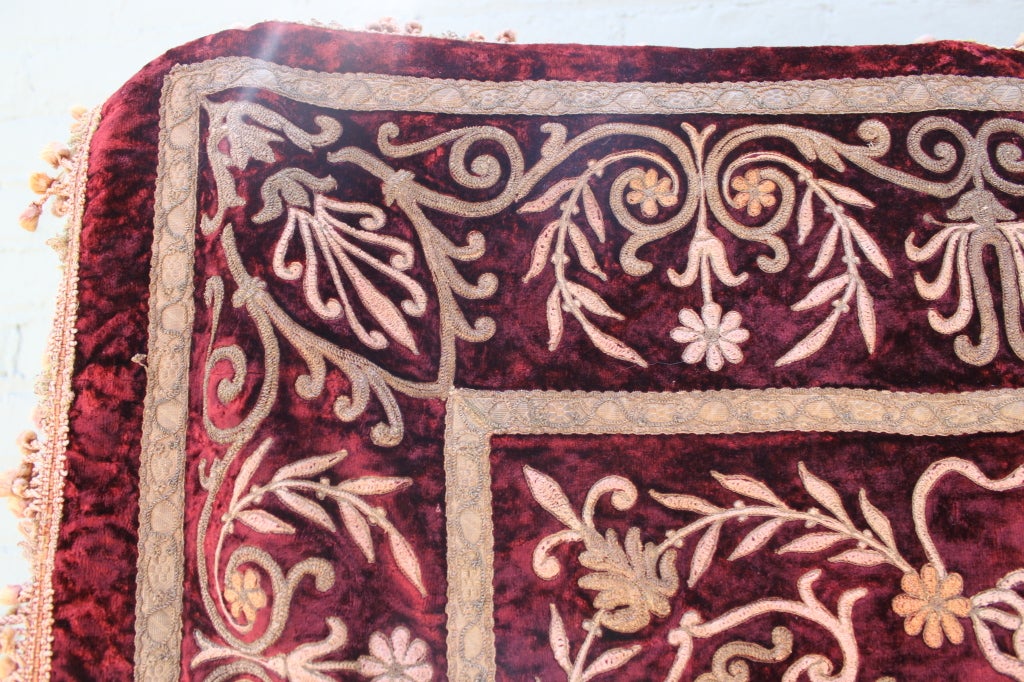 19th Century 19th C. Italian Embroidered Velvet
