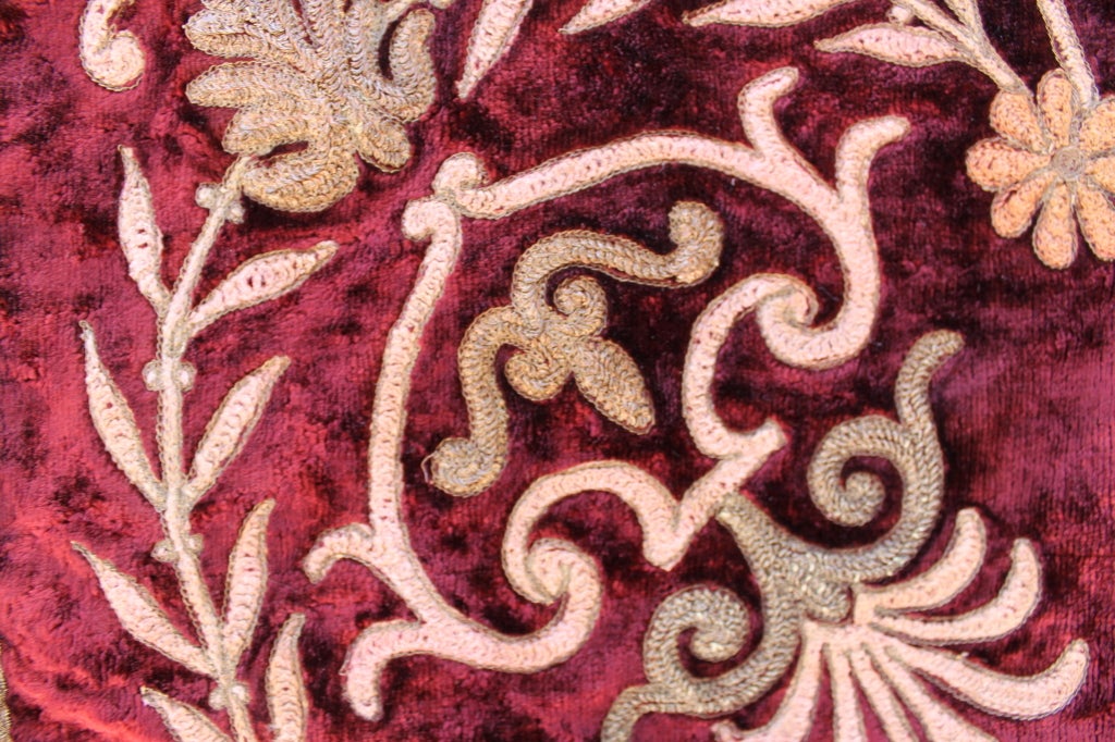 19th C. Italian Embroidered Velvet 1