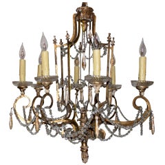 Continental Gilt Metal & Macaroni Beaded Chandelier
