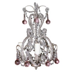 Petite Crystal Beaded Chandelier with Pink Drops