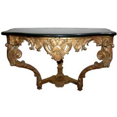 19th C. French Gilt Wood Console with Marble Top 19th C. French Gilt Wood Console with Marble Top