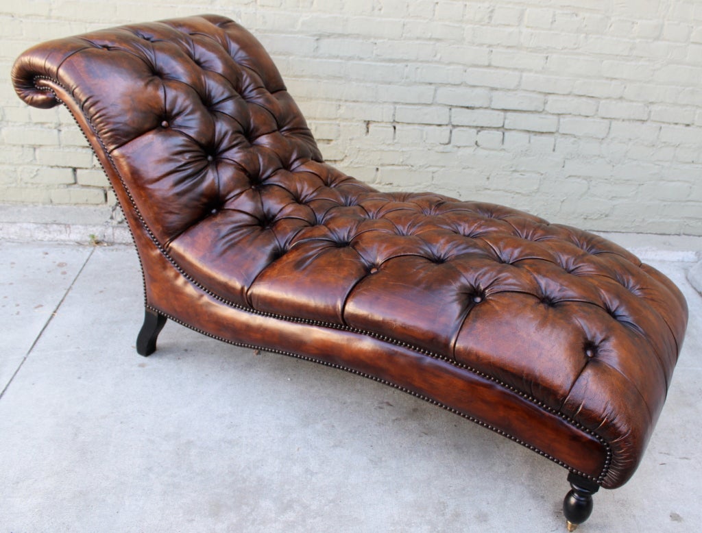 Leather Tufted Chaise Longues C. 1950's