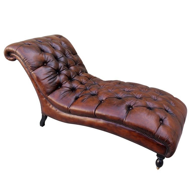 Leather Tufted Chaise Longues C. 1950's at 1stdibs