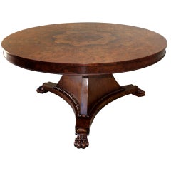 Vintage Burl Walnut Dining/Center Table C. 1940
s