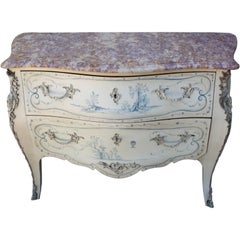 Vintage Italian Painted 2-Drawer Chest with Marble Top