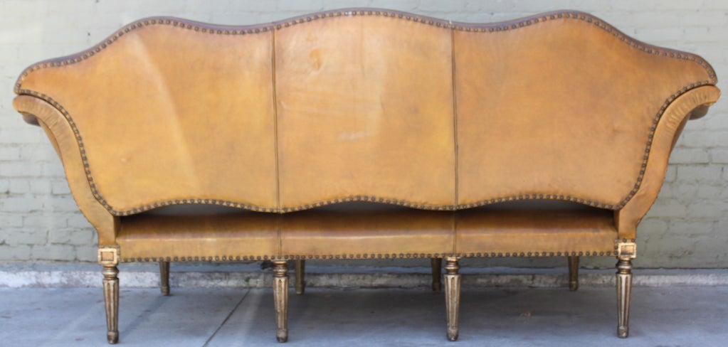 Italian Style Leather Upholstered Sofa In Excellent Condition In Los Angeles, CA