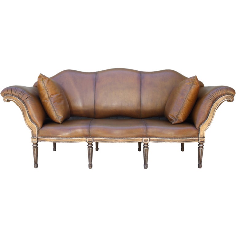 Italian Style Leather Upholstered Sofa