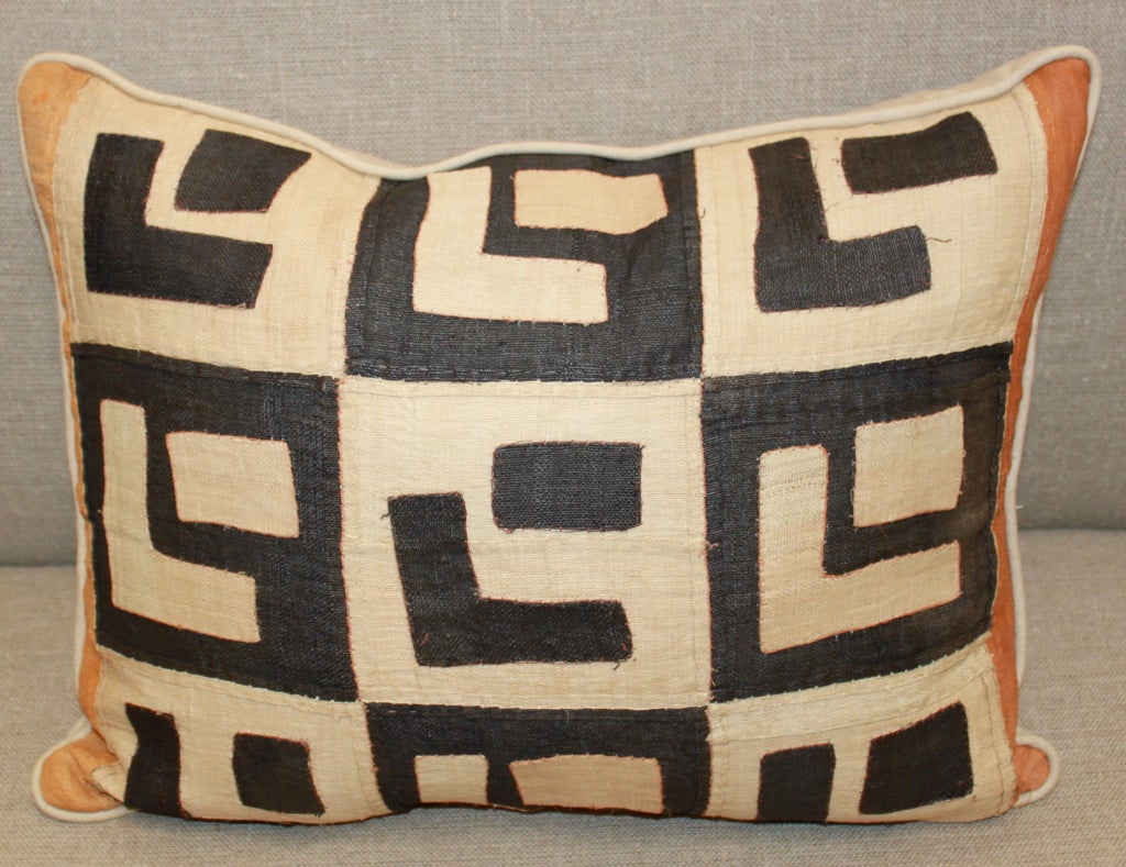 African Pair of Vintage Kuba Cloth Pillows