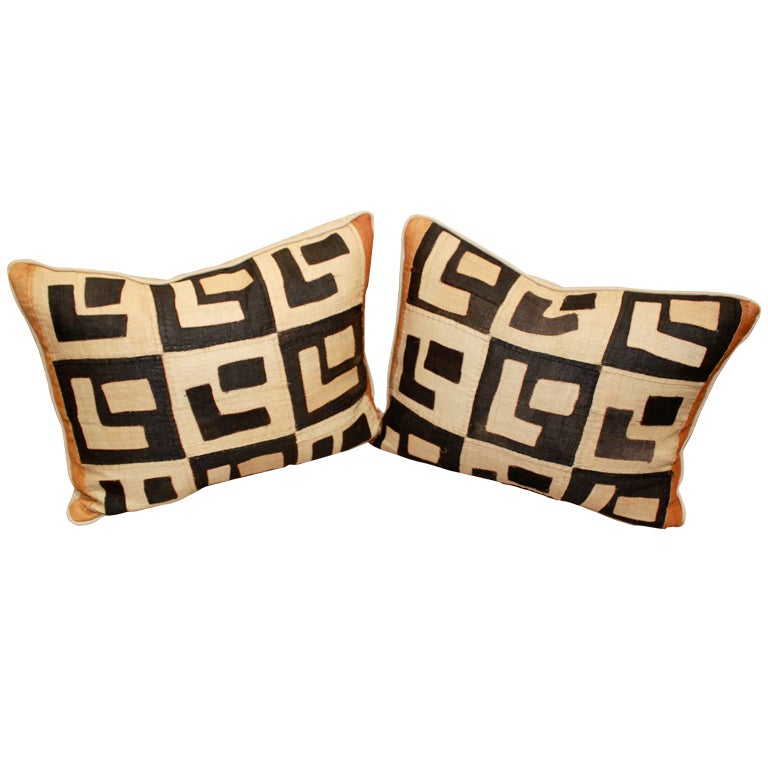 Pair of Vintage Kuba Cloth Pillows