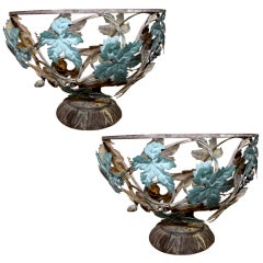 Pair of Wrought Iron Fruit Bowls