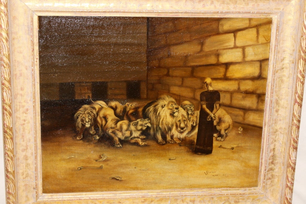 Oil Painting of Daniel with Lions 1