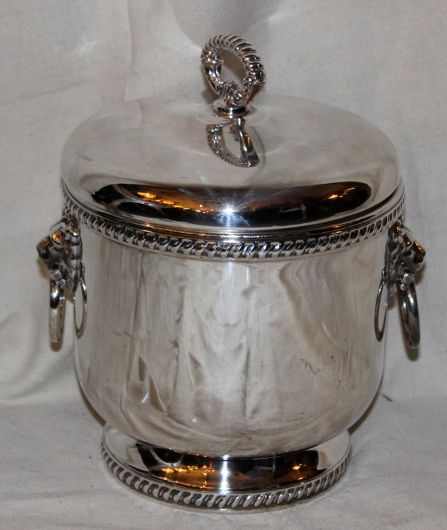 English Sheffield Ice Bucket with Petite Tongs