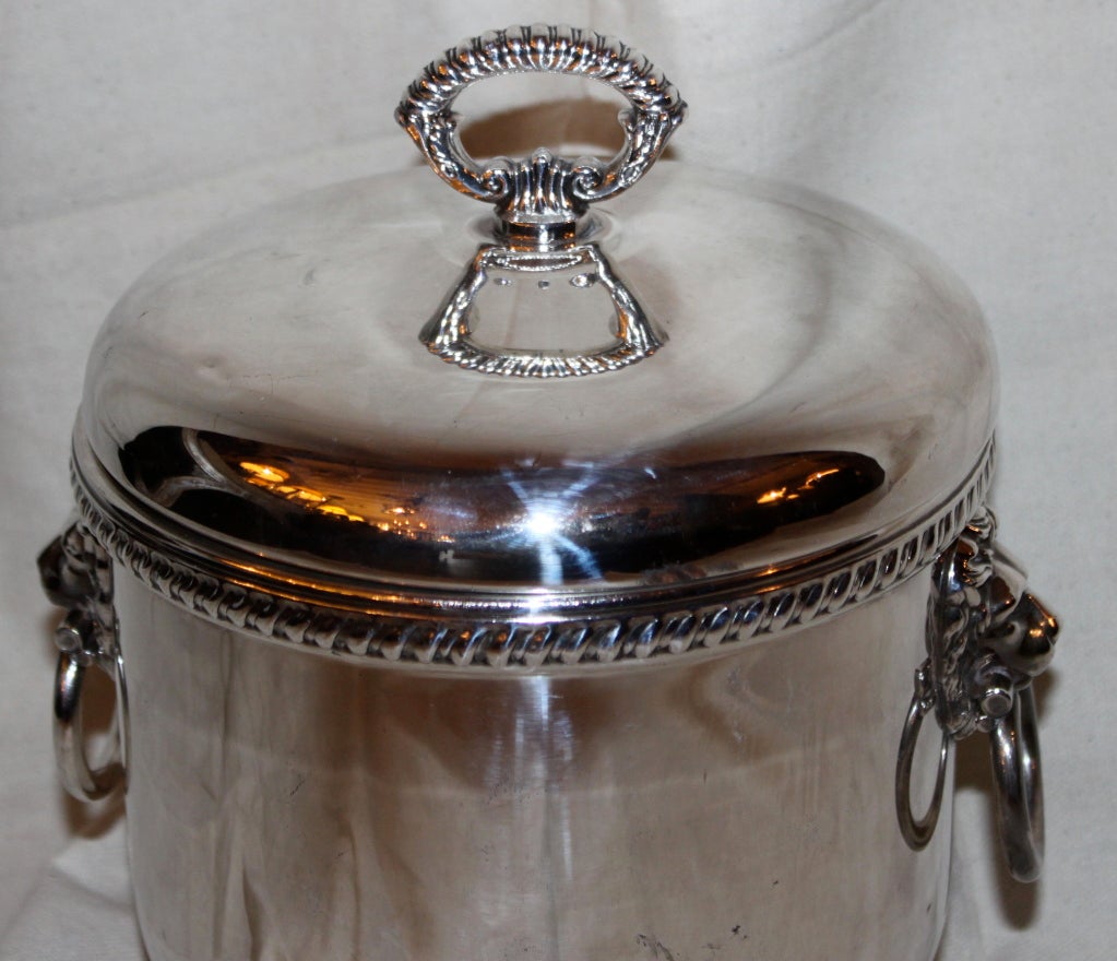 Silver Plate English Sheffield Ice Bucket with Petite Tongs