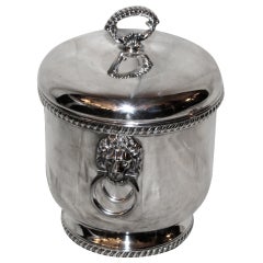 Antique English Sheffield Ice Bucket with Petite Tongs