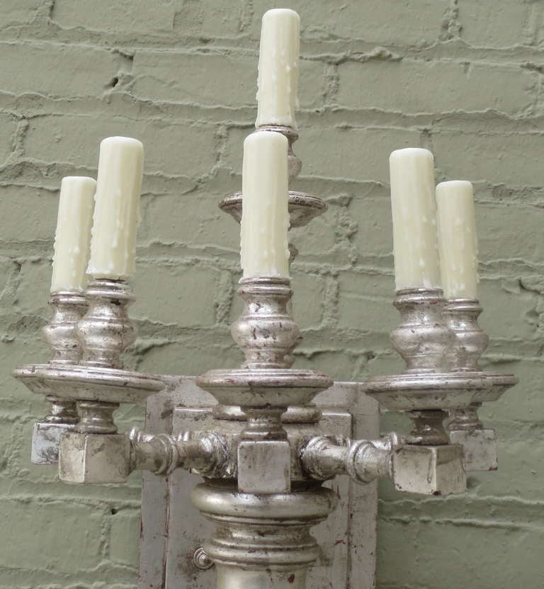 Other Pair of Silver Gilt 6-Light Sconces