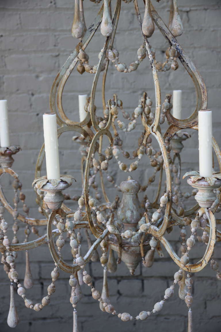 Eight Light Italian Painted Wood Beaded Chandelier At 1stdibs Eight Light Italian Painted Wood Beaded Chandelier For 4
