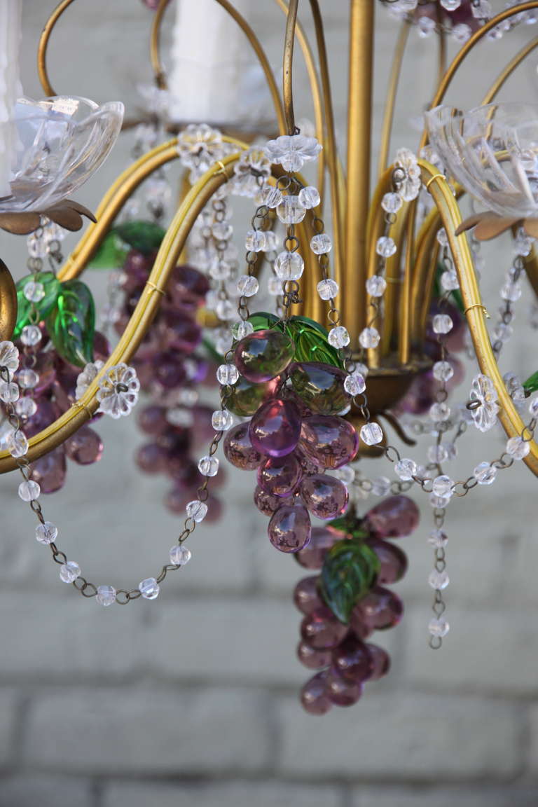 Other Six-Light French Beaded Grape Chandelier