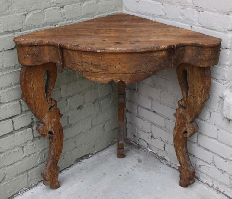 19th century Italian pine corner table.