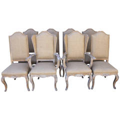 Set of Eight French Louis XV Style Dining Chairs