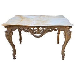 French Louis XV Style Carved Console with Onyx Top