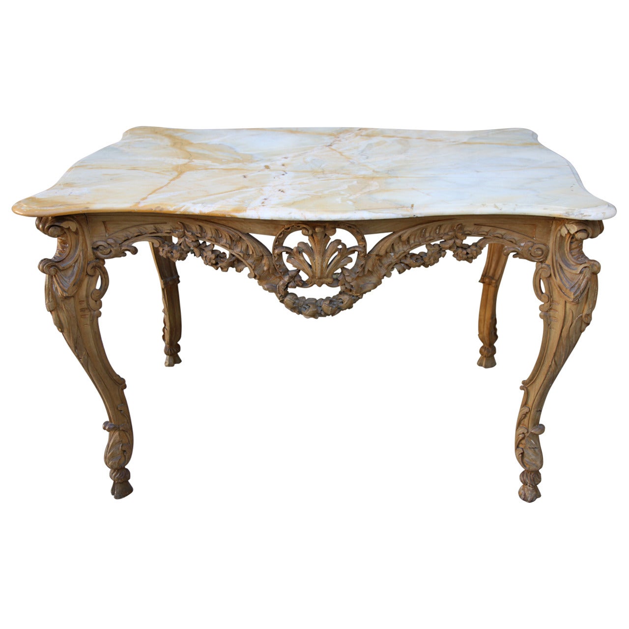 French Louis XV Style Carved Console with Onyx Top