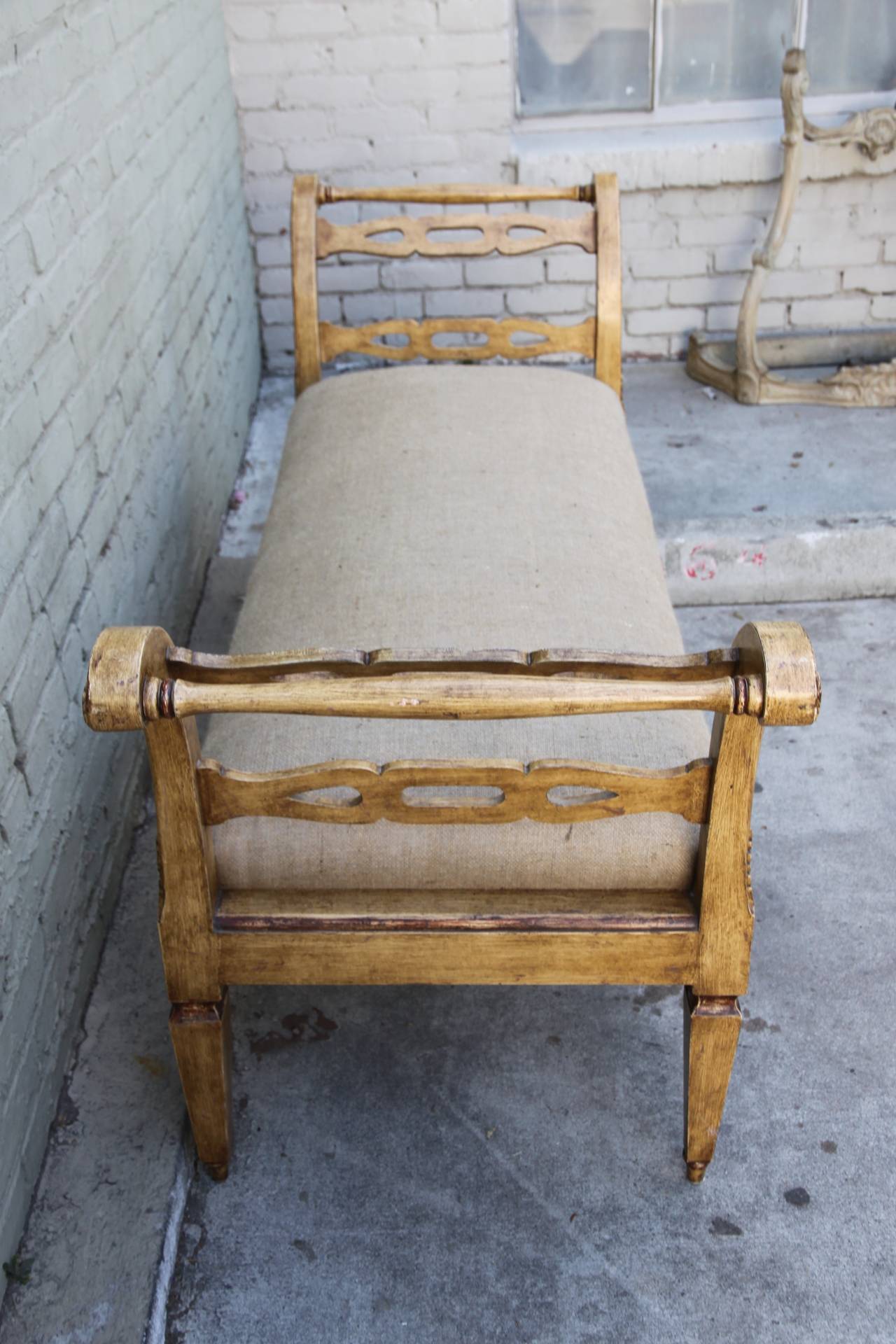 Painted Italian Panted and Parcel-Gilt Bench