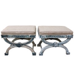 Pair of Painted Italian Benches C. 1930's