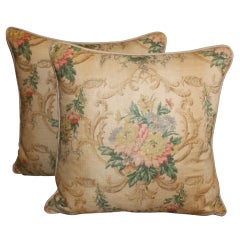 Pair of Vintage Printed Linen Pillows