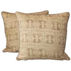 Vintage Pair of Rose Tarlow Textile Printed Linen Pillows