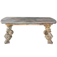 Painted and Parcel Gilt Wood Carved Italian Table C.1930