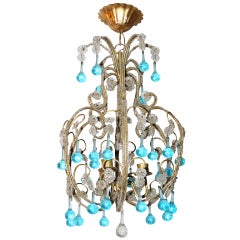 Italian Aqua Crystal Beaded Chandelier