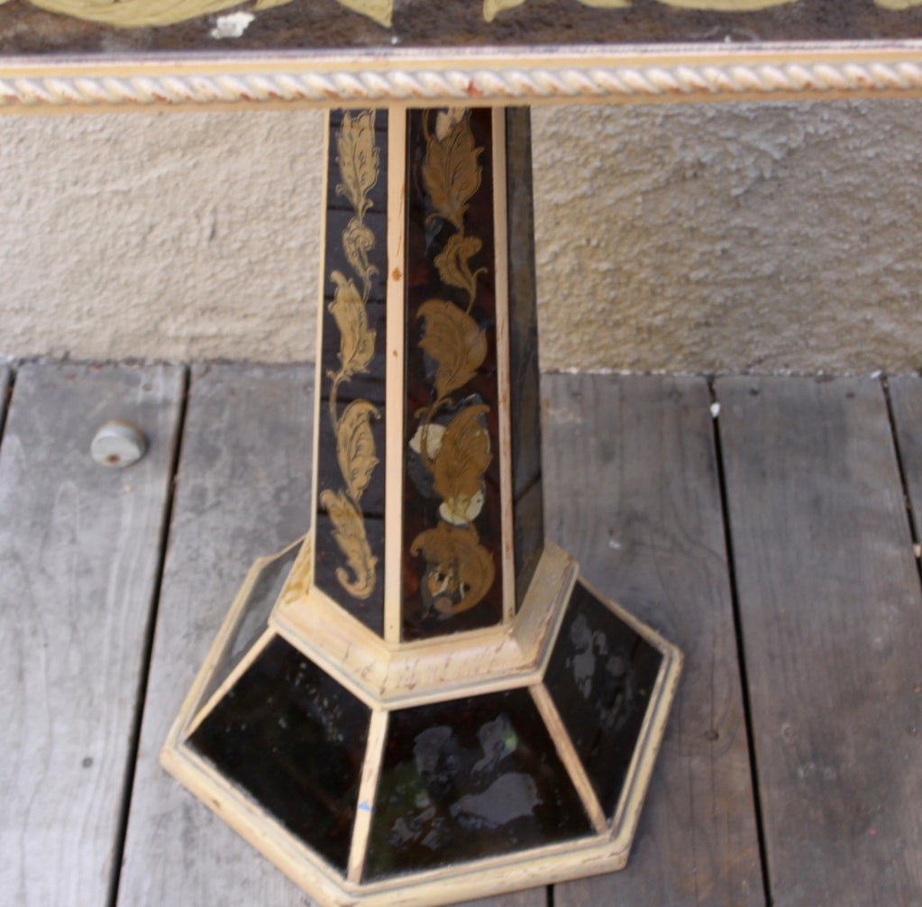 English Pair of Reverse Painted Chinoiserie Mirrored Tables