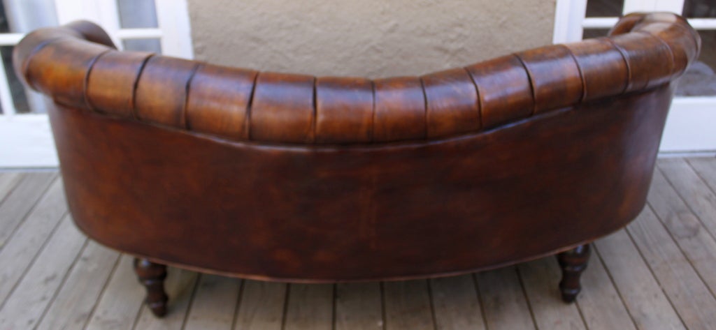 French Unique Leather Tufted Sofa C. 1920's