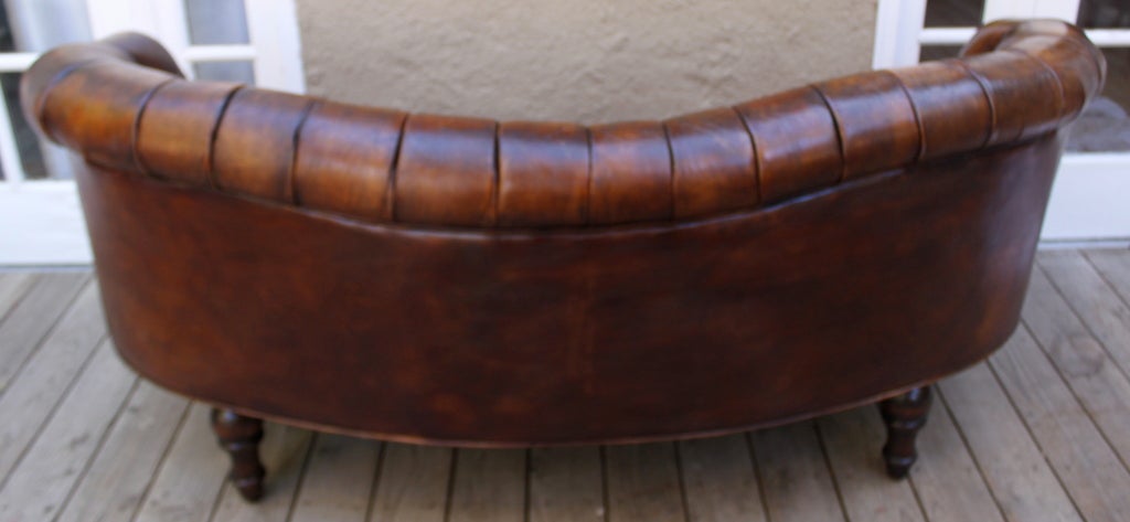 French Unique Leather Tufted Sofa C. 1920's
