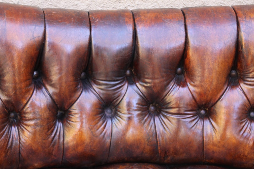 20th Century Unique Leather Tufted Sofa C. 1920's