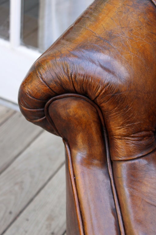 Unique Leather Tufted Sofa C. 1920's 1