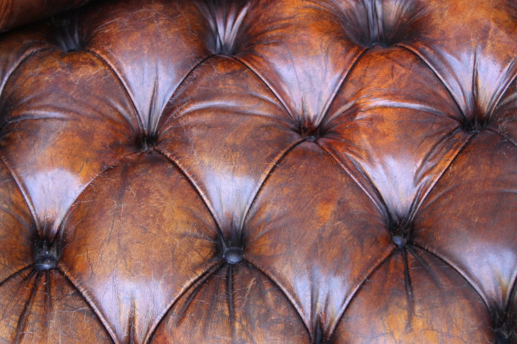 Unique Leather Tufted Sofa C. 1920's 3