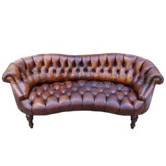 Antique Unique Leather Tufted Sofa C. 1920's