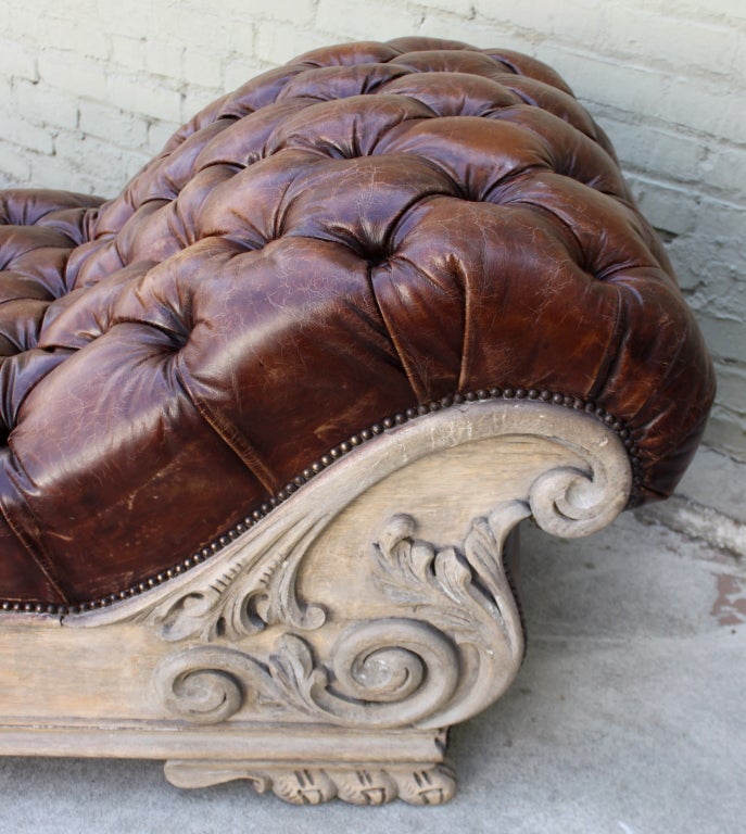 20th Century Leather Tufted Chaise Longues C. 1900's