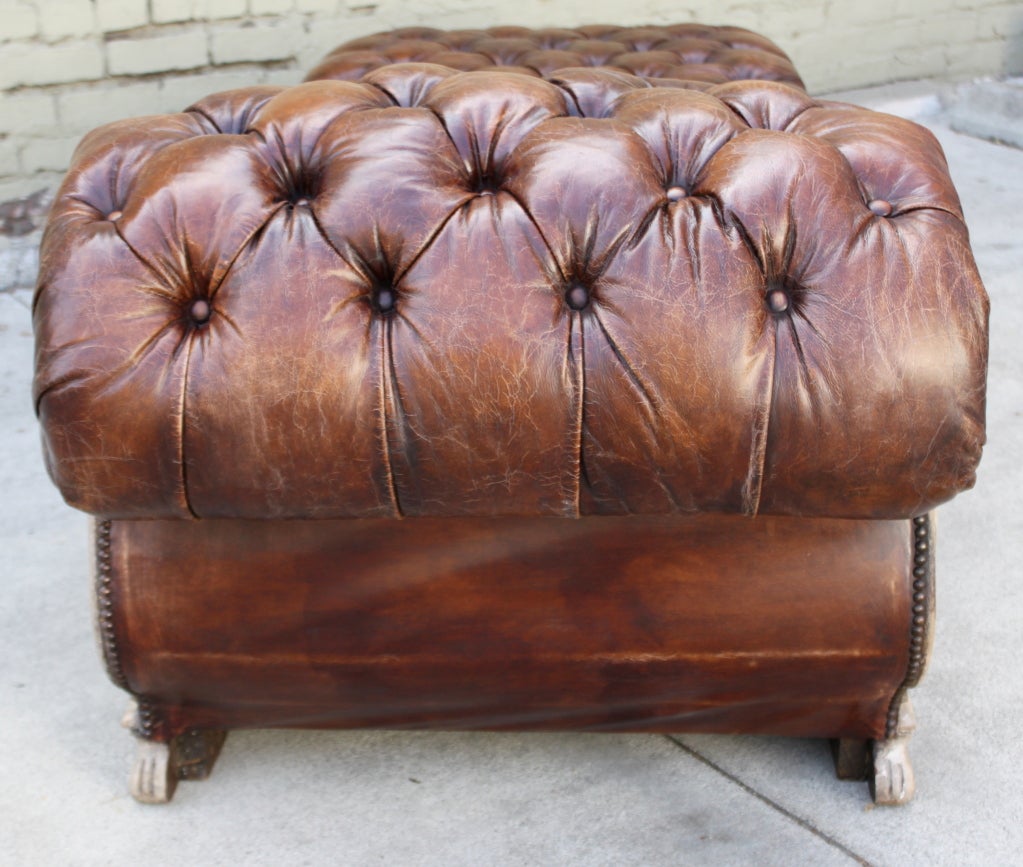 Leather Tufted Chaise Longues C. 1900's 1