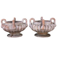 Pair of Vintage Monumental Terra Cotta Urns