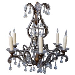 Italian Crystal Beaded 
Wood Chandelier