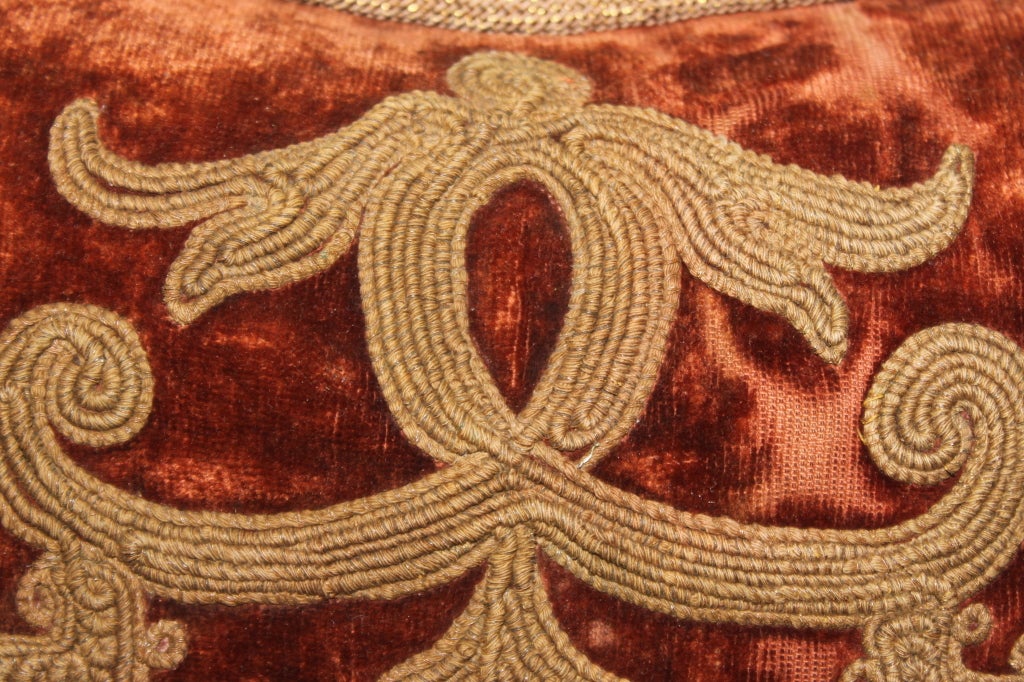 Pair of Vintage Embroidered Velvet Pillows at 1stdibs