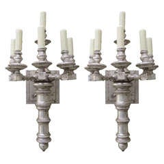 Pair of Silver Gilt 6-Light Sconces