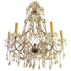 Italian Beaded Crystal Chandelier C. 1930's