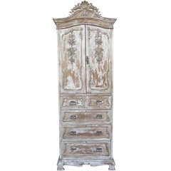 French Carved Painted Cabinet c. 1900