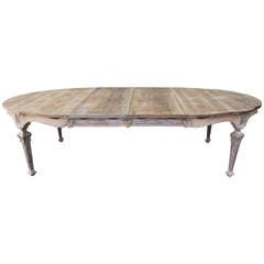 Antique French Painted Dining Table with Leaves
