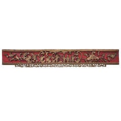 Chinese Painted and Parcel-Gilt Wood Panel