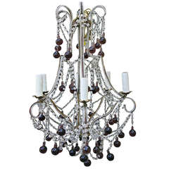 Italian Macaroni Crystal Beaded Chandelier with Amethyst Drops 4